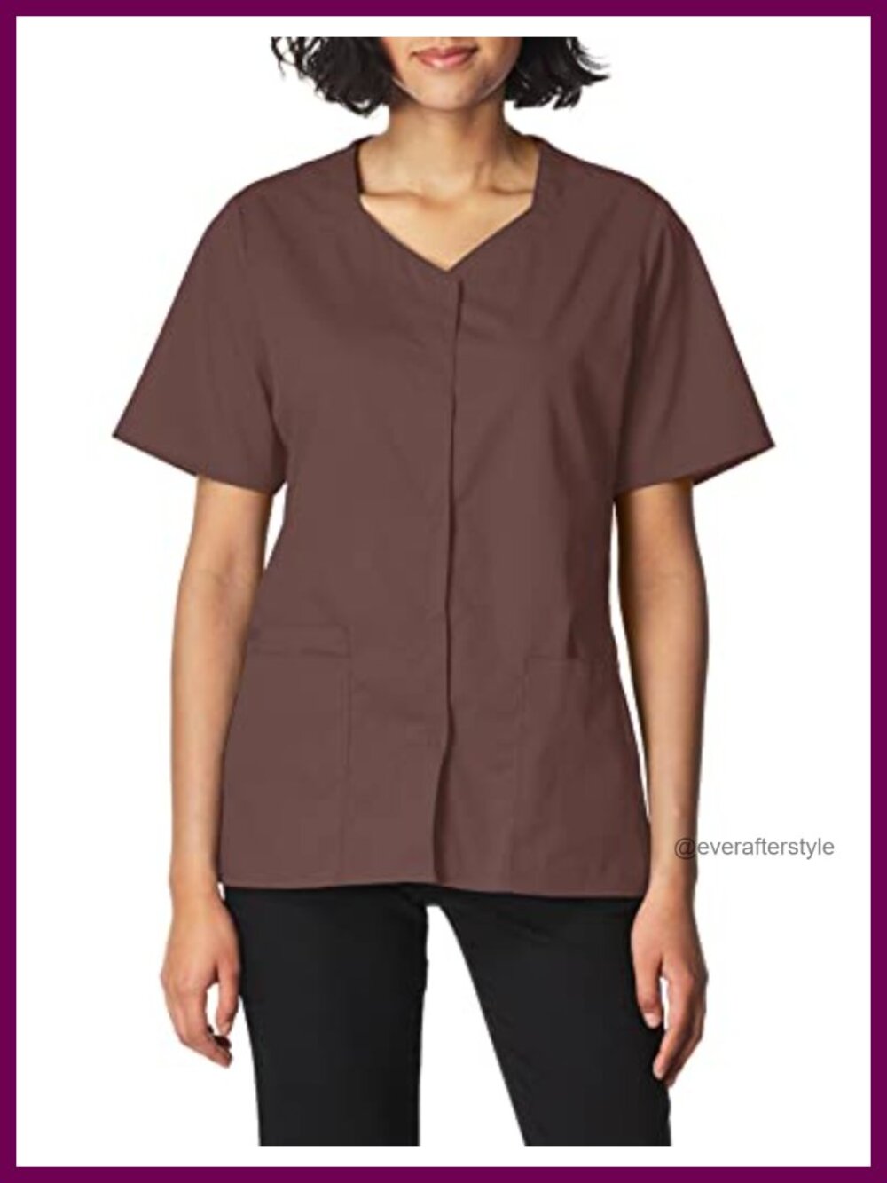 Women's Short Sleeve Snap Front Scrub Top Medical Jacket V-Neck Stretch